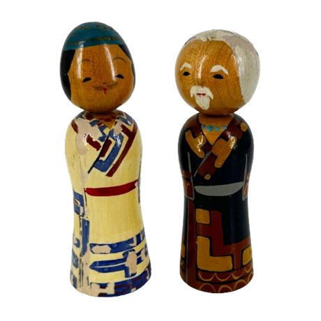 Japanese Kokeshi Dolls Grandmother & Grandfather
