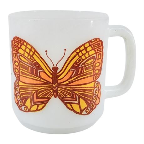 Vintage GLASBAKE Butterfly Milk Glass Coffee Mug