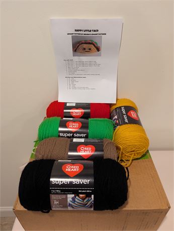 Lot New in Box Yarn + Happy Little Taco Pattern Joann Fabrics