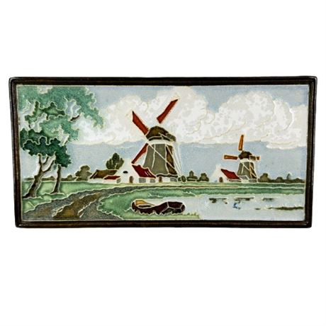 Royal Delft Cloisonne Tile Dutch Windmill