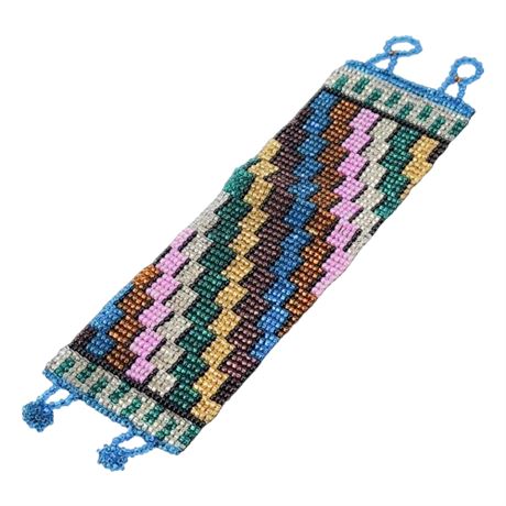 Wide Loom Woven Seed Bead Cuff Bracelet