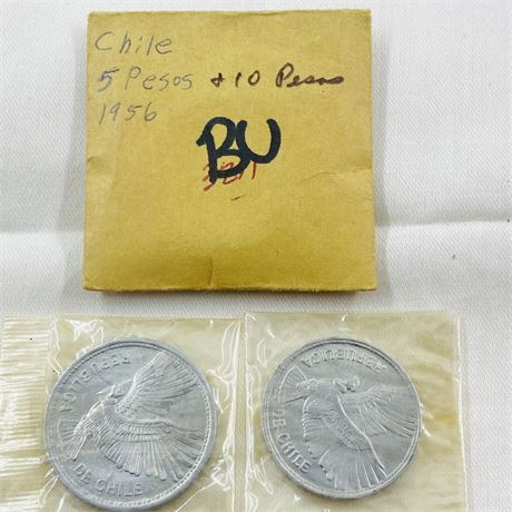 BU 1956 Chile 5 + 10 Pesos
