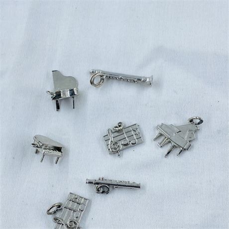 12.6g - 7 Vintage Sterling Music Charms