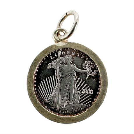 2000 Fine Silver Miniature Walking Liberty Coin Pendant