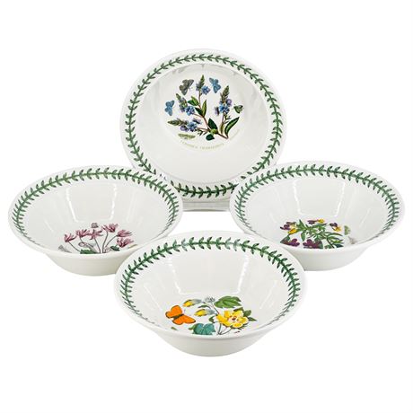 Vintage Portmeirion Botanic Garden Ceramic 6.5" Cereal Bowls -Set of 4-