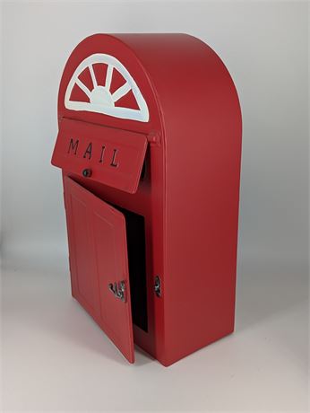 British Style Red Metal Mailbox 15" T