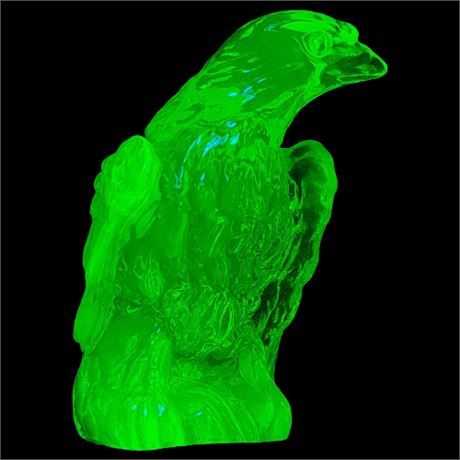 Vintage Boyd's UV Reactive Vaseline Glass "Bernie" Eagle Figurine