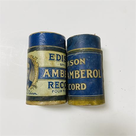 2 Antique Edison Wax Cylinder Photographs