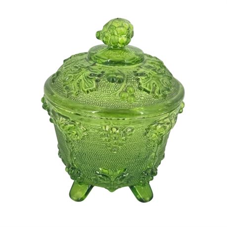 VTG EAPG Green Lidded Candy Dish