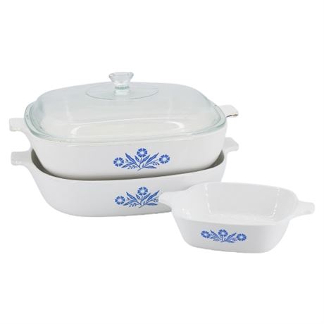 Vintage Corning Ware Blue Cornflower Casseroles + One Lid