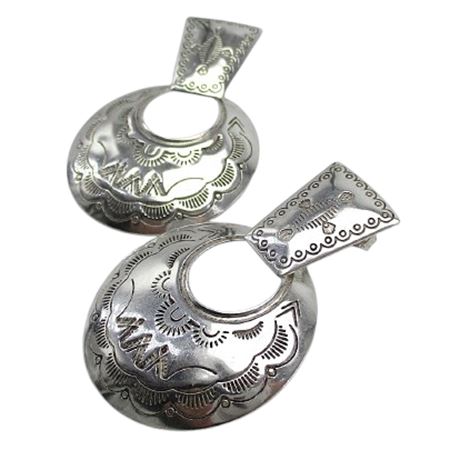 Vintage QT Quoc Sterling Silver Concho Post Earrings