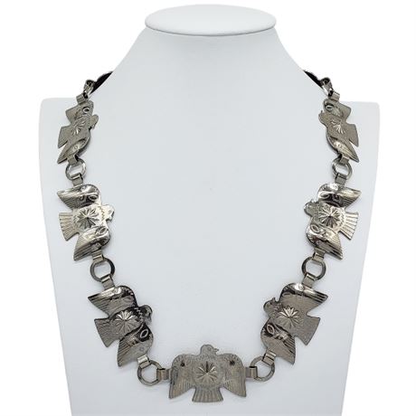 Vintage SILVEL Silver Tone Thunderbird Necklace