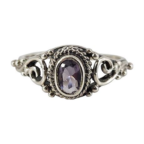 Sterling Silver Faux Amethyst Ring