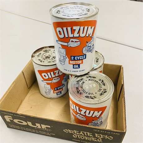 4 NOS Oilzum Quart Cans