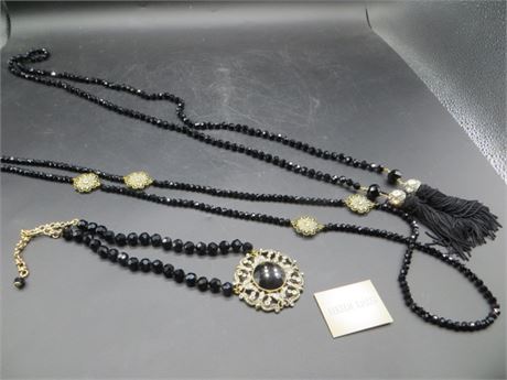 Heidi Daus Onyx Color Crystal 3 Pc. Necklace Set "How Suite It Is Heidi" NIB