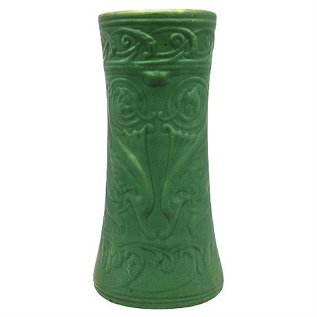 Antique 1910s Weller Matte Green Art Nouveau Vase