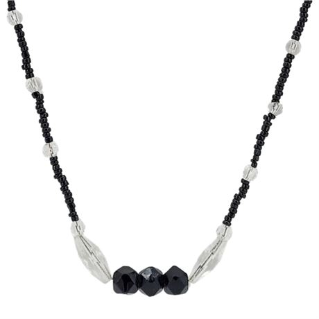 Vtg Art Deco Czech Glass Flapper Length Necklace