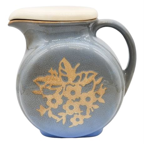 Vintage Harker Pottery Cameo-Ware Ceramic Carv-Craft Pitcher w/ Lid