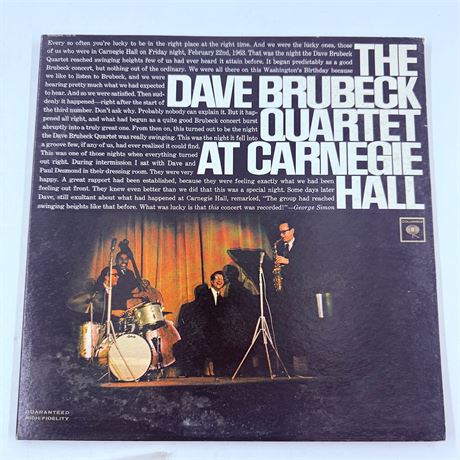 Dave Brubeck at Carnegie Hall Vinyl Record