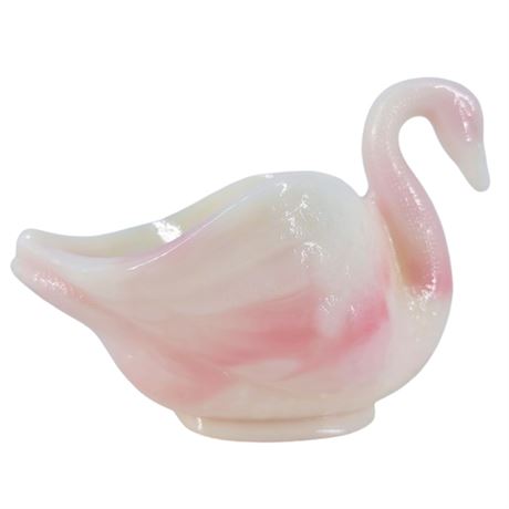 Vintage Fenton Pink Rosalene Swan Dish