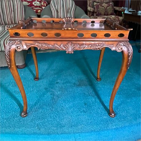 Transitional Style Carved Tea Table
