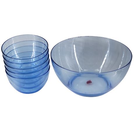 Blue Plastic Salad / Serving Bowls