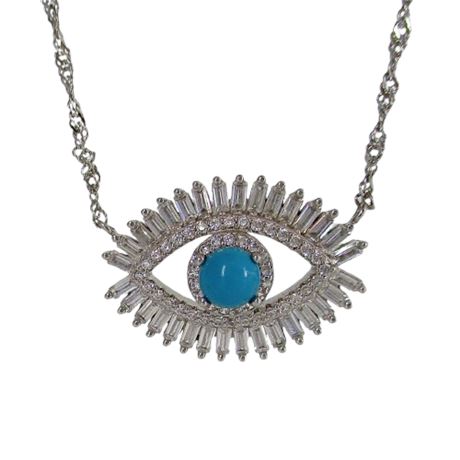 Sterling Silver EVIL EYE Pendant Necklace