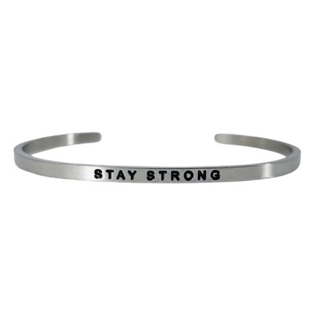 Genuine Mantrabands Stainless Steel "Stay Strong" Cuff Bracelet