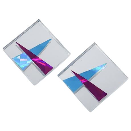 Vintage 80s Mirrored Acrylic Geometric Earrings