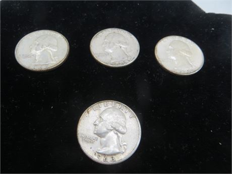 Three 1963 & One 1963 D Washington Quarters