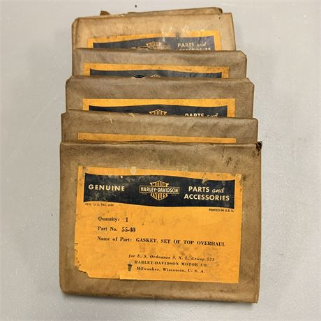 6 NOS WWII Army Surplus Harley Davidson Gasket Kits