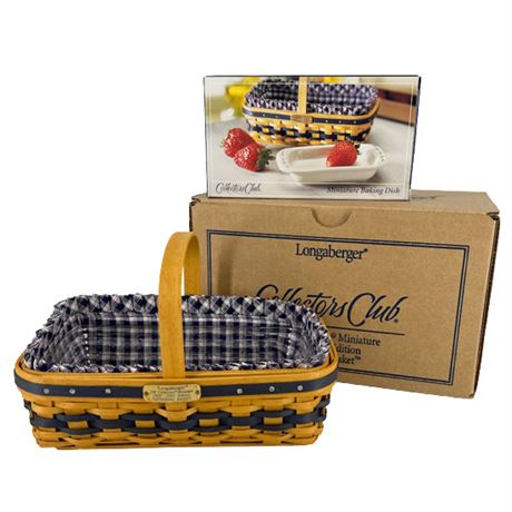 Longaberger JW Collection Miniature 00/01 Edition Gathering Basket & Baking Dish