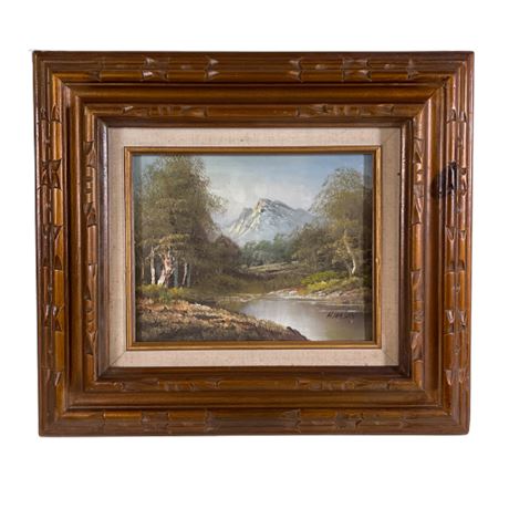 Mid-Century Landscape Oil Painting by H. Wilson