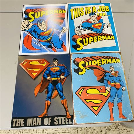 4 Superman 12.5x16” Metal Retro Signs
