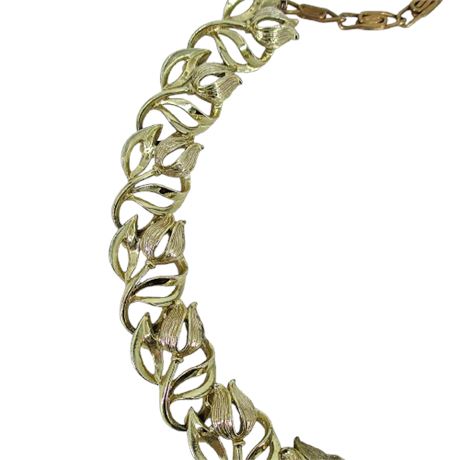 Vintage LISNER Gold Tone TULIP Necklace