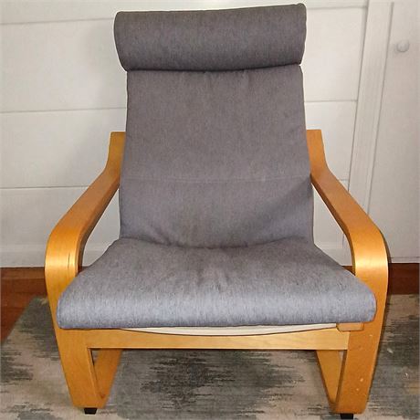 IKEA POÄNG Armchair – Birch Veneer Frame with Dark Gray Cushion
