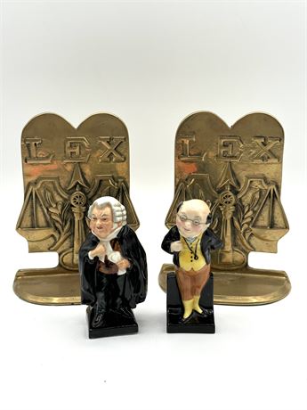 Brass Bookends & Figurines
