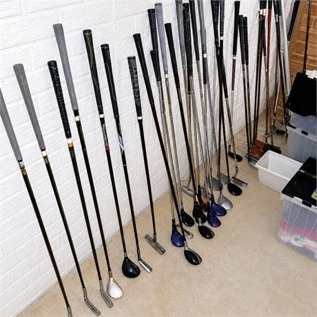36 Golf Clubs - TaylorMade, Ping, Titleist Titanium, Cobra S3.5, Cleveland Club