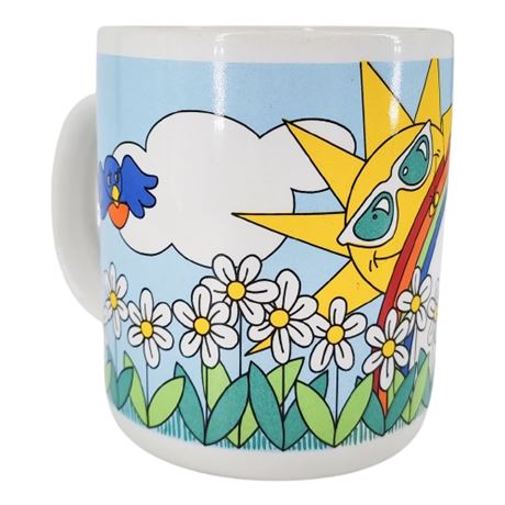 Vintage 80s The Love Mug Rainbow "Get Well!" Mug w/ Personalization Panel