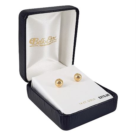 New in Box Belk & Co. 14K Gold 7mm Ball Stud Earrings