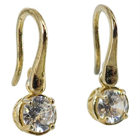 Gold Over Sterling Silver CZ Drop Earrings