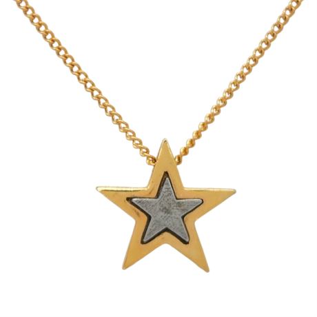 Vintage Gold & Silver Tone Star Slide Pendant Necklace