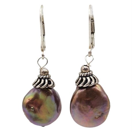 HONORA Plum Baroque Pearl & Sterling Silver Earrings
