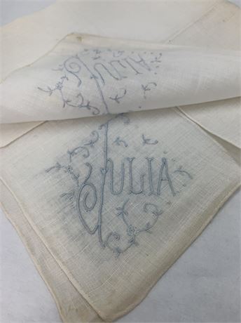 12 NOS Mid Century Swiss & Philippines Ladies Linen Handkerchiefs