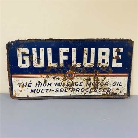1940’s Gulflube Embossed Advertising Sign