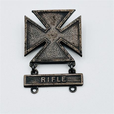 Vintage Sterling US Army Military Rifle Cross Award Medal