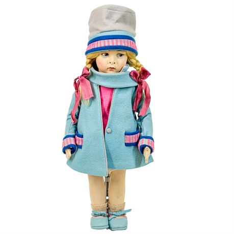 Vintage Early Lenci 110 Series Girl with Braids Fine Art Felt Doll