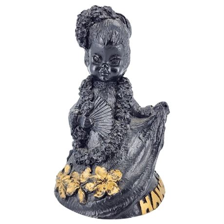 Vintage Poly-Art Hawaii Souvenir Hula Girl Faux Lava Figurine