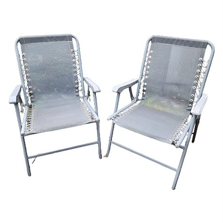 Pair Bungee Suspension Folding Lawn Chairs