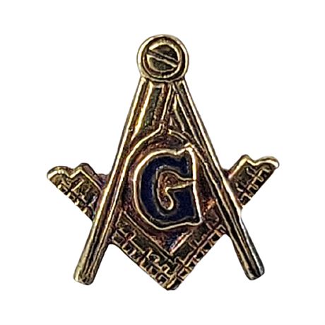Vintage 10K Gold Masonic Compass & Square Pin